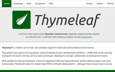 《R045.Thymeleaf的两个实用扩展》 列出Thymeleaf基本资料，运行官方例子，分享2个实用扩展的思路，一个是MVC中C可选，一个是自带model的widget。